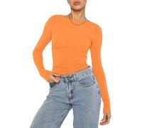 OGBK Langarmshirt Damen Tshirt Basic Rundhals Y2K Slim Fit Oberteile Crop Tops Casual Streetwear