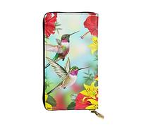 OGNOT Clutch-Geldbörse mit Leopardenmuster, großes Fassungsvermögen, Leder, Damen, Kartenhalter, Herren und Damen, Leder-Clutch-Geldbörse, Kolibri, rote Blume, Hibiskus, Einheitsgröße, Classic