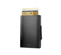 OGON Automatische Geldbörse aus Aluminium un Leder - Cascade Slim Wallet - RFID Blockierung - Bis zu 8 Karten und Banknoten (Platinium Black)