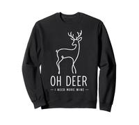 Oh Deer I Need More Wine Lustiges Hirsch-Wortspiel Minimalistische Kunst Sweatshirt