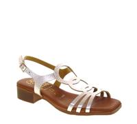 Oh My Sandals 5339 Sportsandalen für Damen, laminiertes Leder, großer Absatz, 3 cm, Gummisohle, champagner, 38 EU