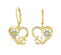 OHAYOO Anker Ohrringe 925 Sterling Silber Vergoldet Herz Anhänger Ohrringe Anker Schmuck für Damen Mädchen