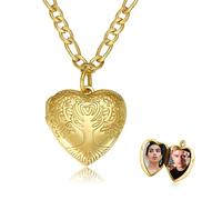 OHAYOO Baum des Lebens Medaillon Halskette 925 Sterling Silber Medaillon Zum öffnen mit Bild Kette Foto Herz Medaillon Anhänger Schmuck für Frauen Frau Freundin