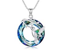 OHAYOO Kolibri Halsketten für Frauen 925 Sterling Silber Kolibri Kristall Halskette Kolibri Anhänger Schmuck Geschenke für Damen und Mädchen