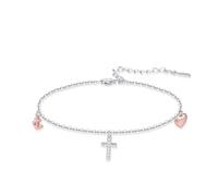 OHAYOO Kreuz und Armband Damen 925 Sterling Silber Glaube Liebe Hoffnung Herz Anker Schmuck Geschenke für Frauen