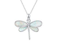 OHAYOO Opal Libelle Halskette 925 Sterling Silber Libelle Anhänger Halskette Niedliche Libelle Schmuck Weihnachten Geschenke für Frauen Mädchen Kinder