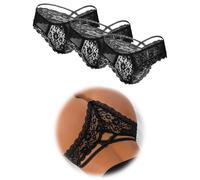 ohmydear Brazilian Slip Damen Höschen 1/2/3er Pack Sexy String Tanga Spitzen Unterwäsche Frauen Große Größen Unterhosen Transparente Pantys Atmungsaktiv Tangas Underwear