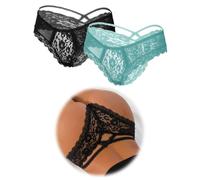 ohmydear Brazilian Slip Damen Höschen 1/2/3er Pack Sexy String Tanga Spitzen Unterwäsche Frauen Große Größen Unterhosen Transparente Pantys Atmungsaktiv Tangas Underwear