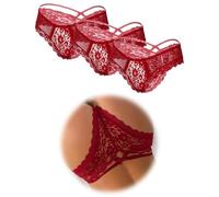 ohmydear Brazilian Slip Damen Höschen 1/2/3er Pack Sexy String Tanga Spitzen Unterwäsche Frauen Große Größen Unterhosen Transparente Pantys Atmungsaktiv Tangas Underwear