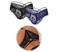 ohmydear Damen Höschen 1/2/3er Pack Sexy String Tanga Erotische Unterwäsche Große Größen Brazilian Slips Transparente Spitze Panty Atmungsaktiv Unterhosen
