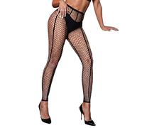ohmydear Damen Strumpfhosen Streifen Netzstrumpfhose Elastisch Strumpfhose Hohe Taille Netzstrümpfe ohne Zehen Große Größen Fischnetz Strümpfe Fußlose für Party, Halloween L-XXL
