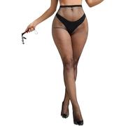 ohmydear Netzstrumpfhose Schwarz Netzstrümpfe Übergröße Fishnet Stockings Hohe Taille Fischnetz Strumpfhosen Damen Pantyhose 1 Paar für Alltag, Dates, Nachtclubs, Weihnachten, Valentinstag L-XXL