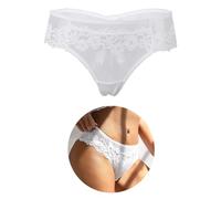 ohmydear String Tanga Große Größen Brasilien Damen Slip Sexy Unterwäsche Weiß Niedrige Taille Unterhosen Damen Spitze Slips Bikini Höschen Komfort Panties für Frauen für Alltag S