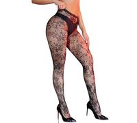 ohmydear Strumpfhosen Damen mit Muster Sexy Hohe Taille Netzstrumpfhose Elastisch Strumpfhose Spitze Netzstrümpfe Große Größen Strümpfe für Rave, Party, Valentinstag