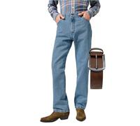 OHN24 Bundle Wrangler 13MWZ Cowboy Cut Jeans Rodeo inkl. Gürtel (Antique Wash + Brauner Gürtel, W33/L30)
