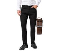 OHN24 Bundle Wrangler Greensboro Herren Jeans Stretch Stretchjeans inkl. Gürtel (Deep Ink + Brauner Gürtel, W33/L34)