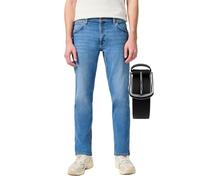 OHN24 Bundle Wrangler Greensboro Herren Jeans Stretch Stretchjeans inkl. Gürtel (New Favorite, W36/L30)