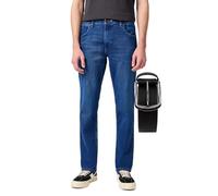 OHN24 Bundle Wrangler Greensboro Herren Jeans Stretch Stretchjeans inkl. Gürtel (Olympia, W36/L32)