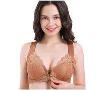 Ohne Bügel Push Up BH Mit Vorderverschluss Sexy BH Mit Frontverschluss Für Frauen, Übergröße, Komfort, Ohne Bügel, Ohne Bügel, Trainieren, Yoga, Sport-BHS, Stretch-Dessous Kaffee 5L EU 100B