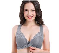 Ohne Bügel Push Up BH Mit Vorderverschluss Sexy BH Mit Frontverschluss Für Frauen, Übergröße, Komfort, Ohne Bügel, Ohne Bügel, Trainieren, Yoga, Sport-BHS, Stretch-Dessous Grau 9L EU 120B