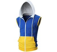 Ohoo Herren schmal geschnittene ärmellose leichte Kapuzenpullover-Weste mit Reißverschluss, Medium