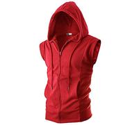Ohoo Herren schmal geschnittene ärmellose leichte Kapuzenpullover-Weste mit Reißverschluss, XX-Large