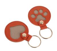 OHPHCALL 2 Stück Haustier Andenken Schlüsselanhänger aus Pu-Leder Kompaktes Haar-aufbewahrungs-etui mit Sicherem Schlüsselring Tragbarer Gedenkanhänger für Hund und Katze Geschenk für