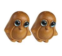 OHPHCALL 2 Stück Holzanhänger Pinguin Schlüsselanhänger Handgefertigt mit Blauen Augen Kompakt Leicht für Selbstgemacht Bastelideen Taschen Auto Schmuck