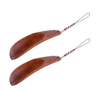 OHPHCALL 2 Stück Holzschuhheber aus Braunem Massivholz Leichter und Tragbarer Kleiner Schuhlöffel mit Seil für Einfaches Anziehen von Lederschuhen für Senioren