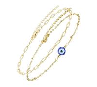 OHPHCALL 2 Stück Verstellbares Teiliges Goldfarbenes Evil Eye Armband Damen Türkisches Amulett Schmuck Doppelreihiges Schutzarmband Modisches Layering für Alltag und Besondere Anlässe