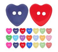 OHPHCALL 300 Stück Herzförmige Harzknöpfe 15cm mit 2 Löchern Bunte Nähknöpfe für Kleidung Pullover Selbstgemacht Bastelprojekte