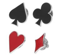 OHPHCALL 4 Stück Poker Broschen Pin aus Metall Einzigartige Poker Motiv Anstecker Widerstandsfähig gegen Verblassen und Bruch Modische Accessoires für Damen Geschenkidee für Besondere