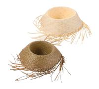 OHPHCALL Hawaii Hüte 2er Pack Damen Strohsonnenhüte Gewebt Tropische Party Kopfbedeckungen Mexikanischer Stil Sonnenschutz Für Sommerurlaub Und Luau Event