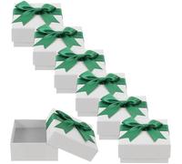 OHPHCALL Kleine Schmuckschatulle 3x3x1,3 aus Papier mit Schwammfüllung und Deckel 10 Stück Elegante Geschenkbox für Schmuckaufbewahrung 3x3x1,3 Weiß mit Schleife