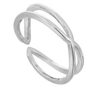 OHPHCALL Silberner Offener Kreuzring Damenring Zarter 925 Sterlingsilber Ring für Frauen und Mädchen Modischer Schmuck für Alltag und Geschenk