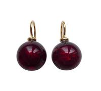 Ohr-Hänger Ohrringe Murano-Glas Perle dunkel-rot 12 mm rund Sterling-Silber gold-plattiert 585 Goldschmiede-Arbeit Handarbeit Geschenk Weihnachten