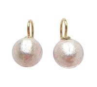 Ohr-Hänger Ohrringe Murano-Glas Perle hell-rosa 12 mm Durchmesser rund Sterling-Silber gold-plattiert 585 Goldschmiede-Arbeit Handarbeit Unikat