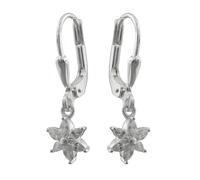 Ohrbrisur Ohrhänger Ohrringe 23x6mm Blume oder Stern Zirkonia Silber 925