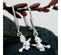 Ohrbrisur Ohrhänger Ohrringe 23x9mm Hexe glänzend Silber 925