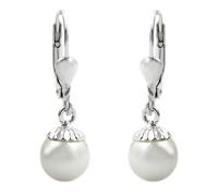 Ohrbrisur Ohrhänger Ohrringe 24x7,5mm Hänger mit Imitat-Perle Silber 925