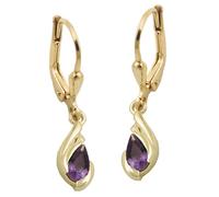 Ohrbrisur Ohrhänger Ohrringe 25x5mm Tropfen Amethyst 9Kt GOLD