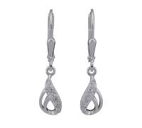 Ohrbrisur Ohrhänger Ohrringe 25x6mm Tropfen mit Zirkonias Silber 925