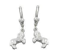 Ohrbrisur Ohrhänger Ohrringe 27x10mm Pferde rechts/links glänzend Silber 925