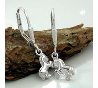 Ohrbrisur Ohrhänger Ohrringe 27x10mm Pferde rechts/links glänzend Silber 925