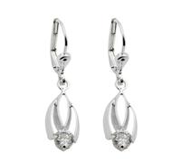 Ohrbrisur Ohrhänger Ohrringe 30x8mm mit Zirkonia weiß glänzend Silber 925