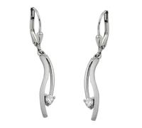 Ohrbrisur Ohrhänger Ohrringe 35x5mm Zirkonia matt glänzend 9Kt Weißgold