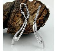 Ohrbrisur Ohrhänger Ohrringe 35x5mm Zirkonia matt glänzend 9Kt Weißgold