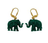 Ohrbrisur Ohrhänger Ohrringe 37x23mm goldfarben Elefant mini grün-marmoriert Kunststoff