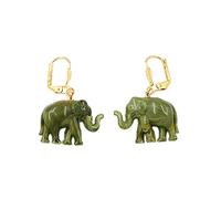 Ohrbrisur Ohrhänger Ohrringe 37x23mm goldfarben Elefant mini oliv-marmoriert Kunststoff