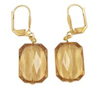 Ohrbrisur Ohrhänger Ohrringe 40x13mm goldfarben Viereck facettiert topasfarben Kunststoffperle
